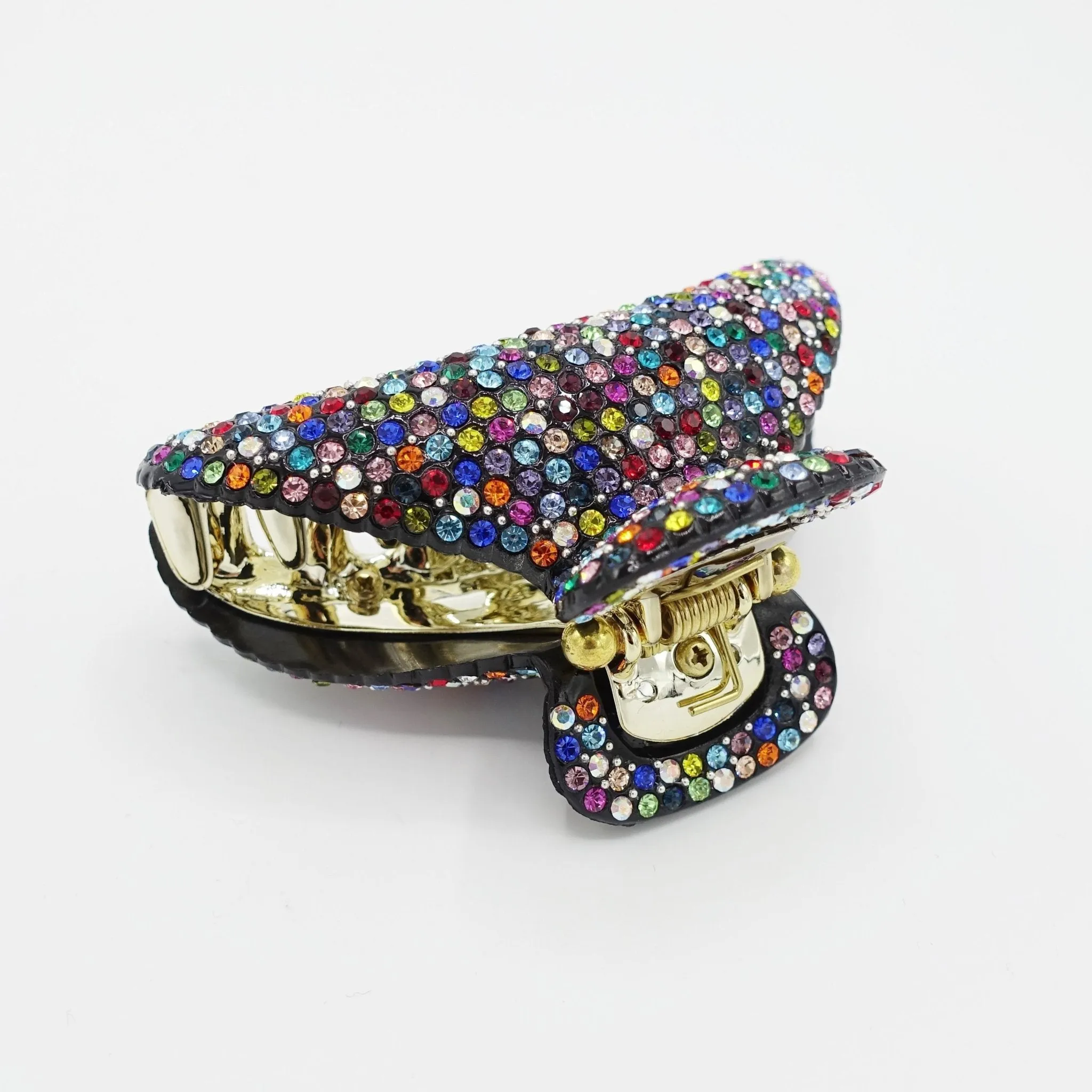 hand mounted czech rhinestone half hair claw jeweled hair clamp women hair accessory