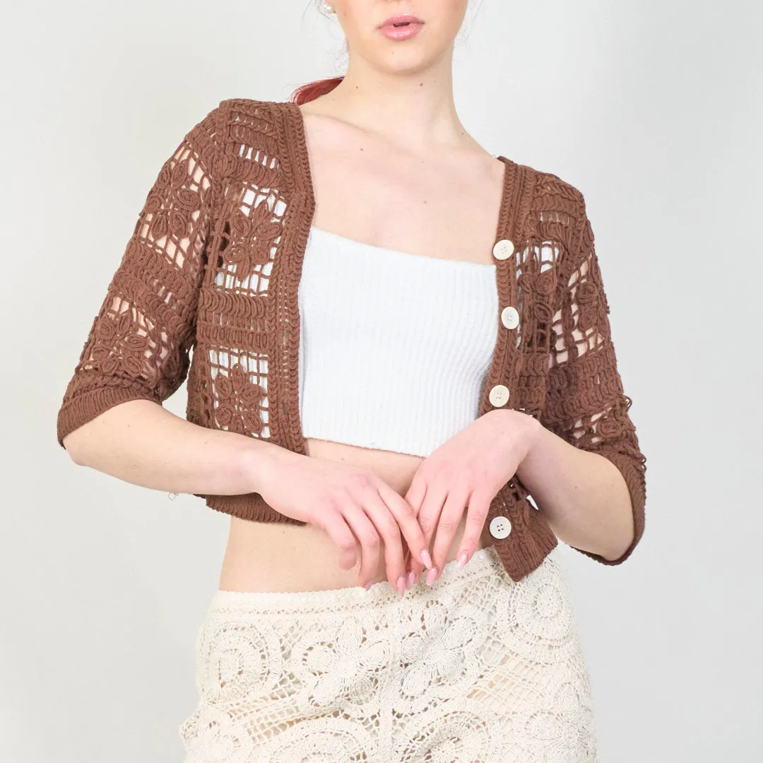 Handmade crochet cardigan with button closure wholesale