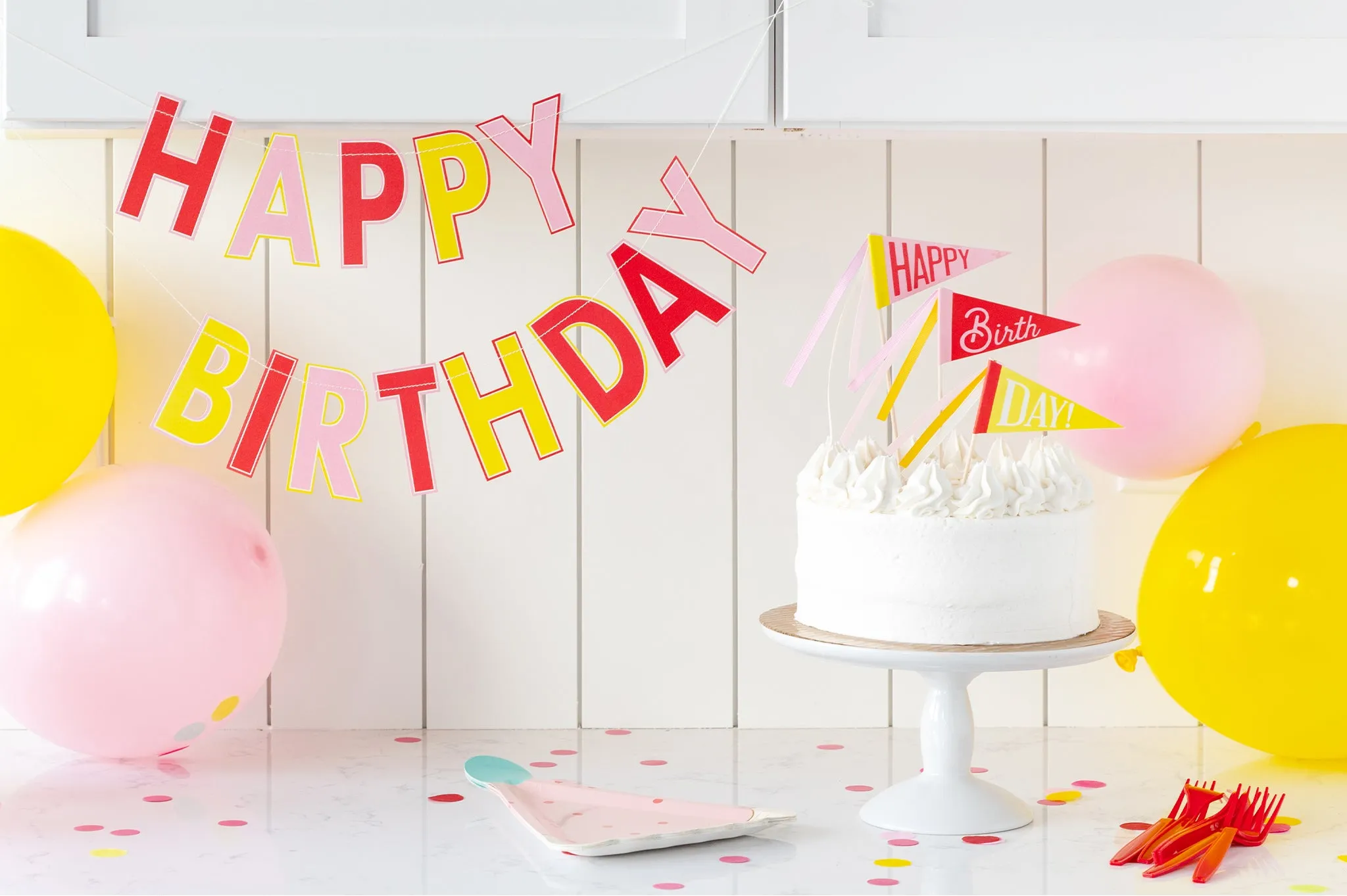 HBD805-Pink Birthday "Happy Birthday" Banner