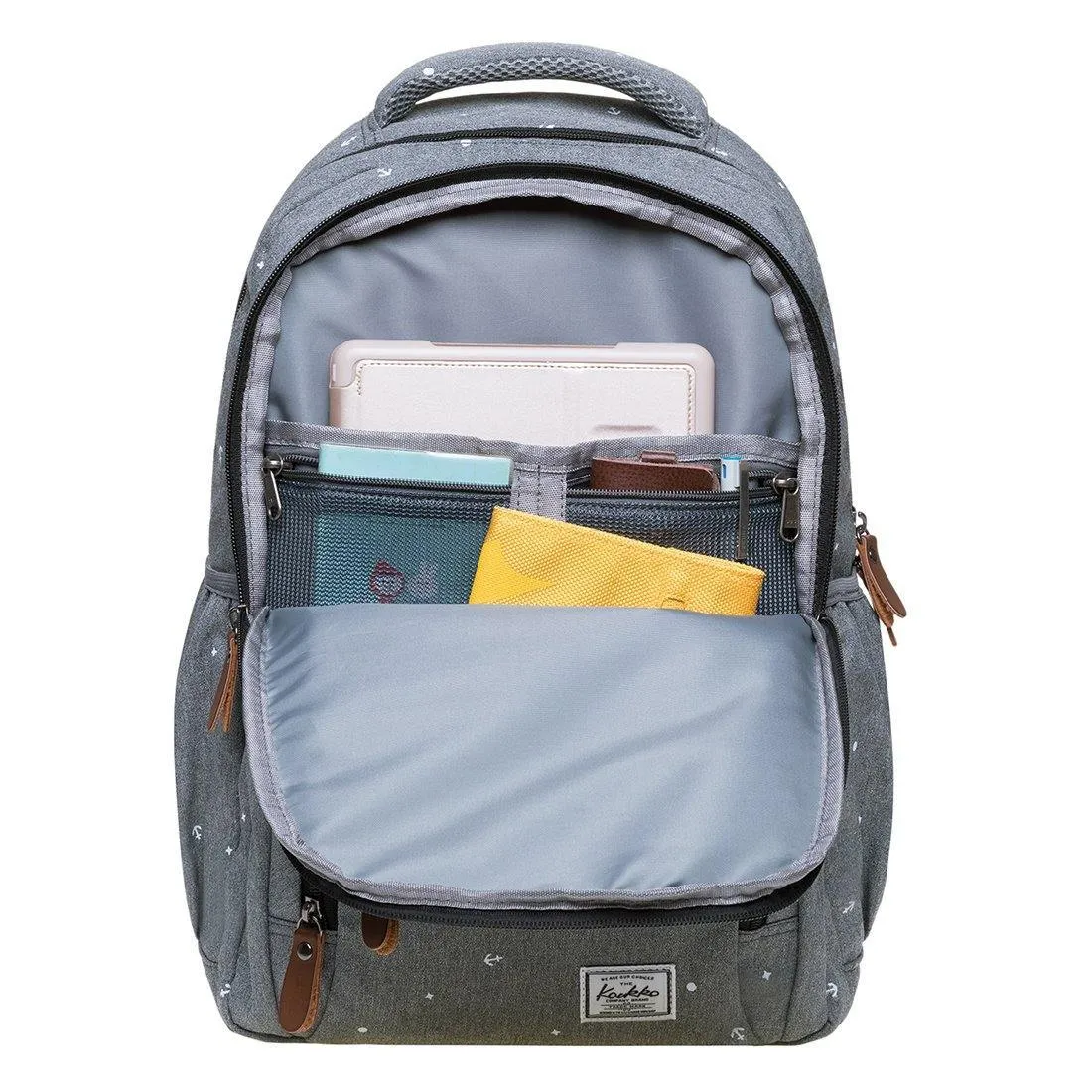 KAUKKO Backpack for School, K8008-1 ( Grey / 18.9L )