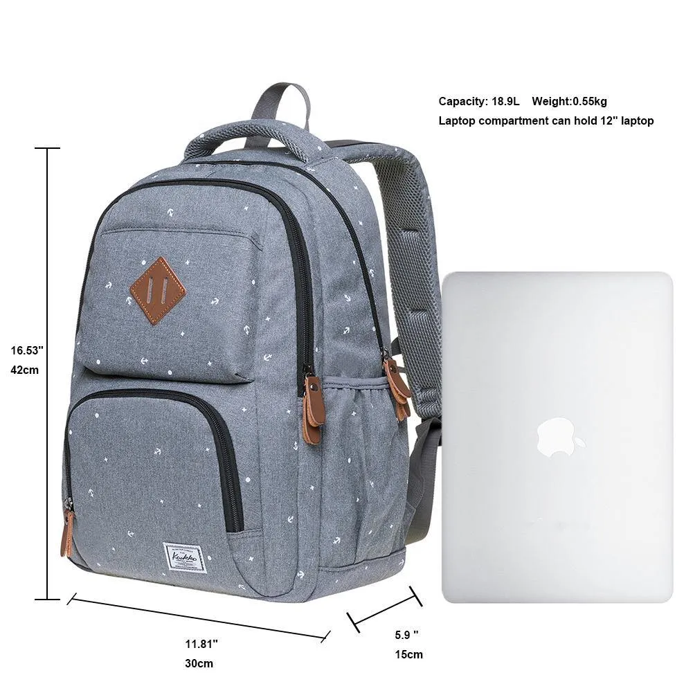 KAUKKO Backpack for School, K8008-1 ( Grey / 18.9L )
