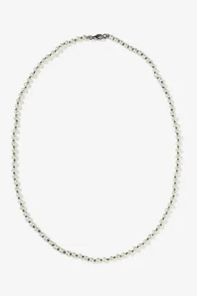 Knotted Micro Pearl Necklace - Sterling Silver / Olive