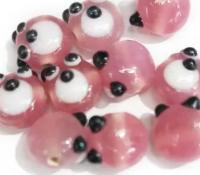 Light Pink & White Bird Shape Glass Charms