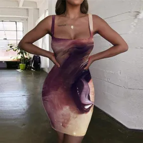 Lion Dress Women Animal Vestido Sexy Anime Sundress Nebula 3d Print Colorful Halter Sleeveless