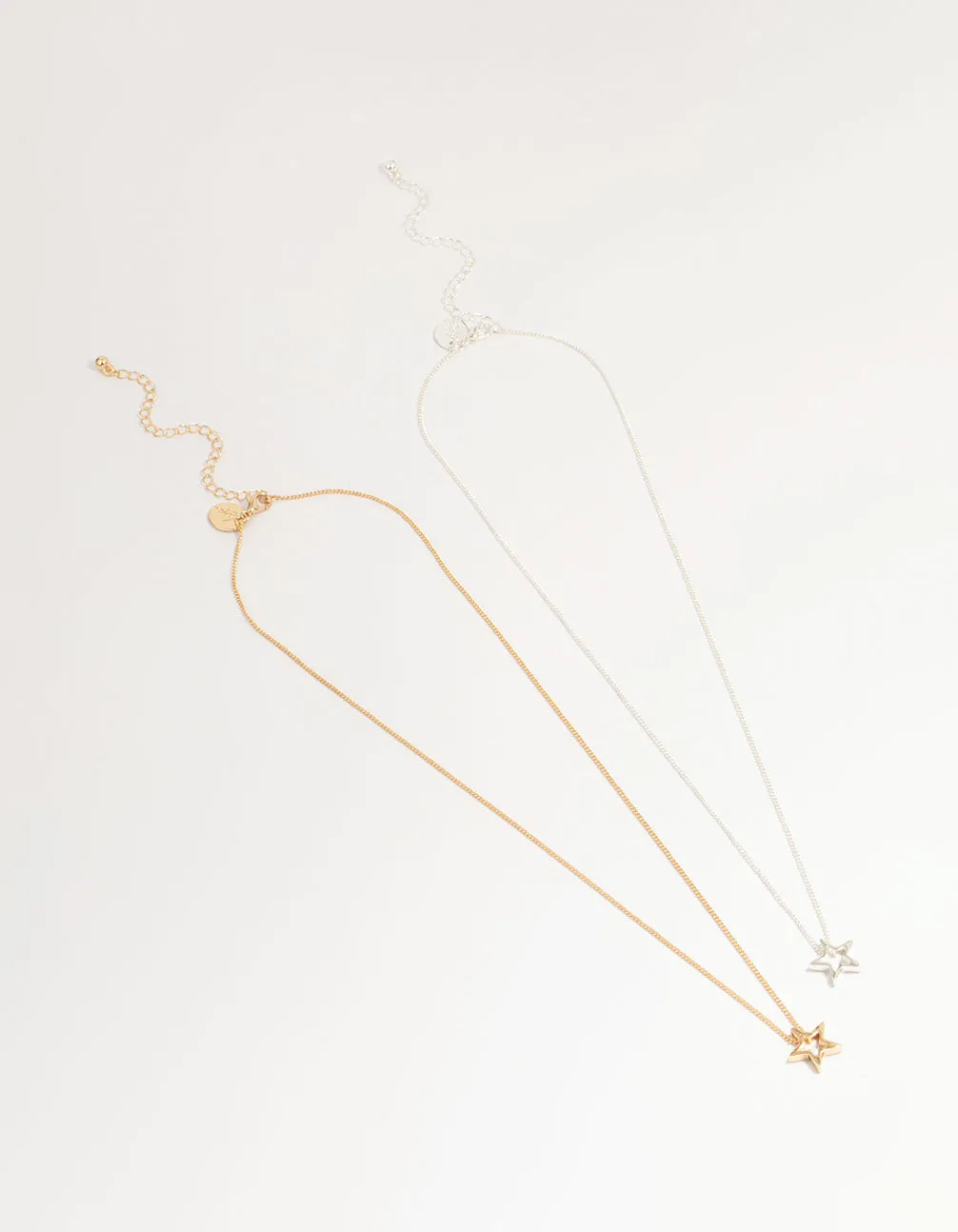 Mixed Metal Cutout Star Pendant Necklaces 2-Pack