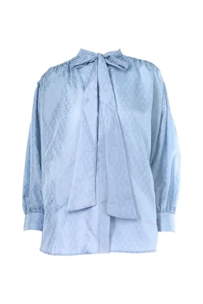 Monogram Embossed Bow Shirt - Airy Blue