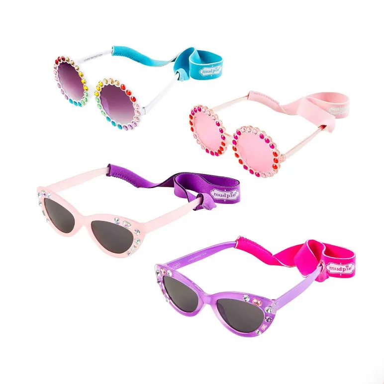 Mud Pie - Baby Toddler Girl Sunglasses & Strap Sets