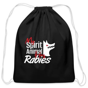 My spirit animal has rabies Drawstring Bag