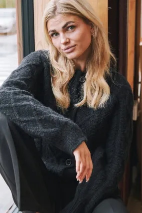 Neo Noir - Selda Cable Soft Knit Cardigan - Black