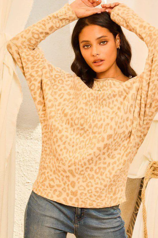 Off Shoulder or Boat Neck Leopard Sweater