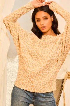 Off Shoulder or Boat Neck Leopard Sweater