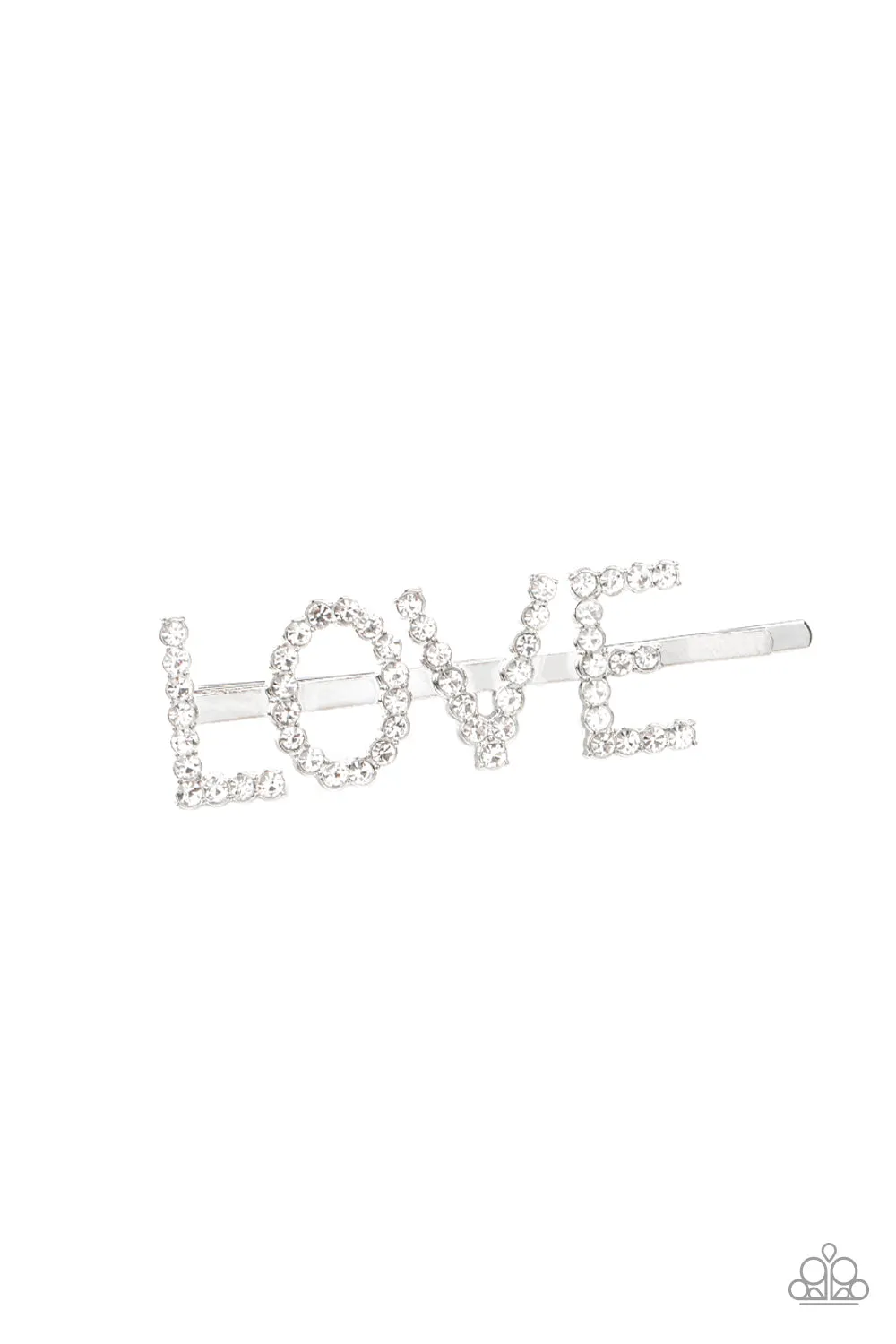 Paparazzi All You Need Is Love - White Rhinestone Bobby Pin
