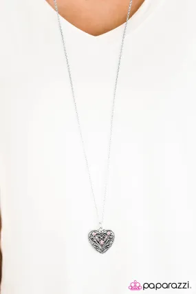 Paparazzi Necklace ~ Wandering Heart - Pink