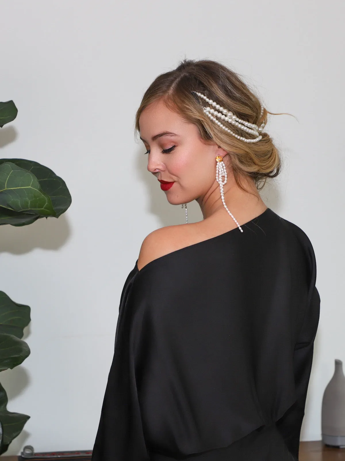 Pearls Hair Chains,Tassel Hair Clips Decorative Hair Pearl Jewelry for Women