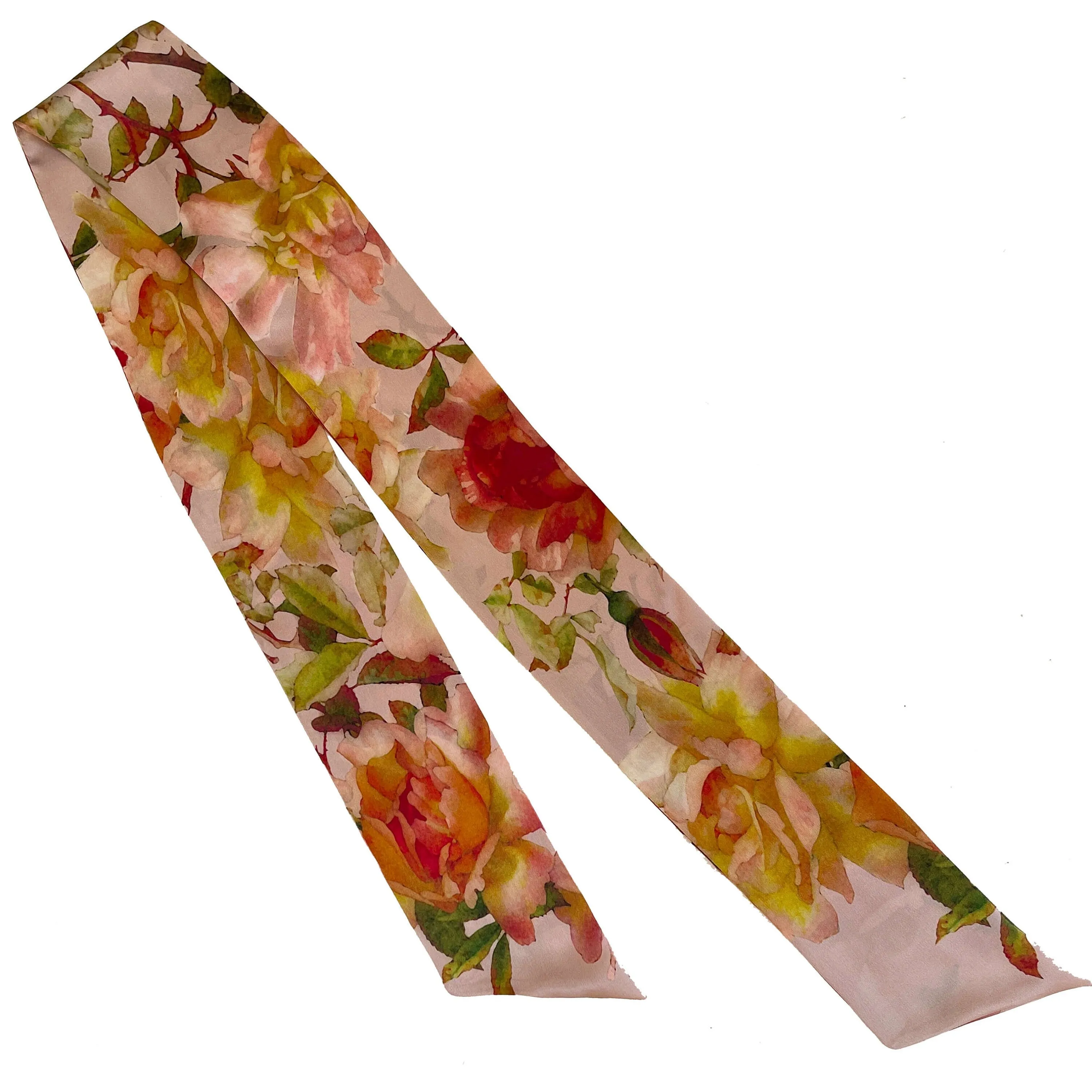 Pure Silk Scarf Rustic Rose, Womans Scarf, Hair Scarf, Neck Scarf, Headband, Designer Scarf, 100% Pure Silk