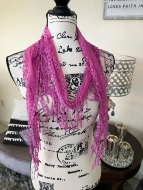Raspberry Pink Lace  Scarf