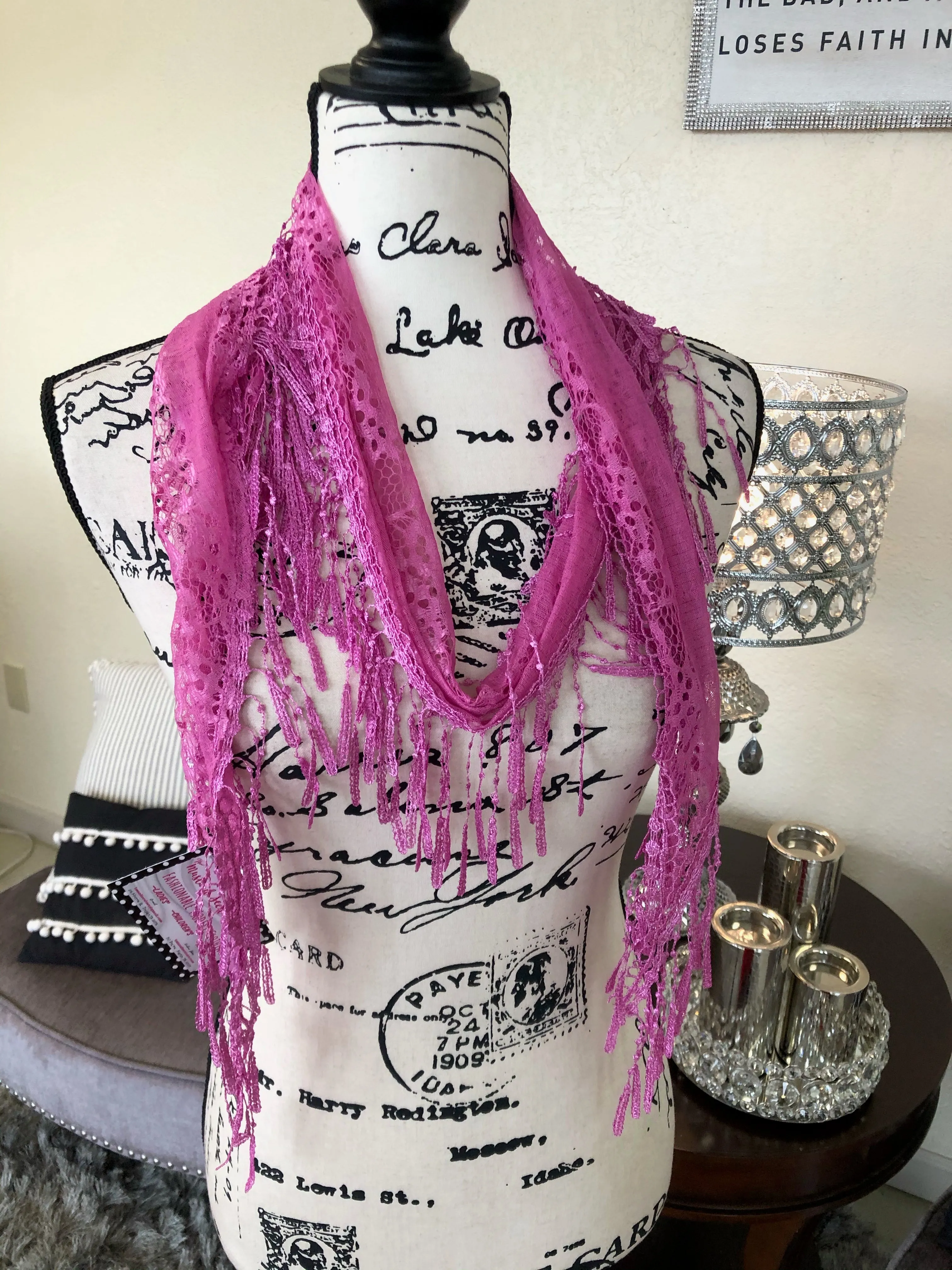 Raspberry Pink Lace  Scarf