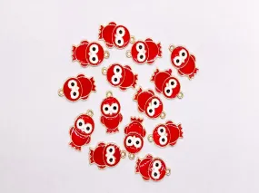 Red Owl Metallic Jewelry Charms