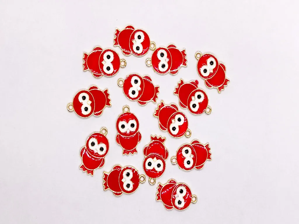 Red Owl Metallic Jewelry Charms