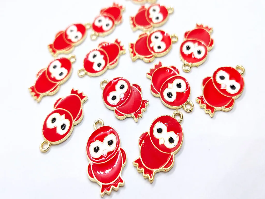 Red Owl Metallic Jewelry Charms