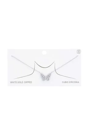 Rhinestone Butterfly Charm Gold Dipped Necklace