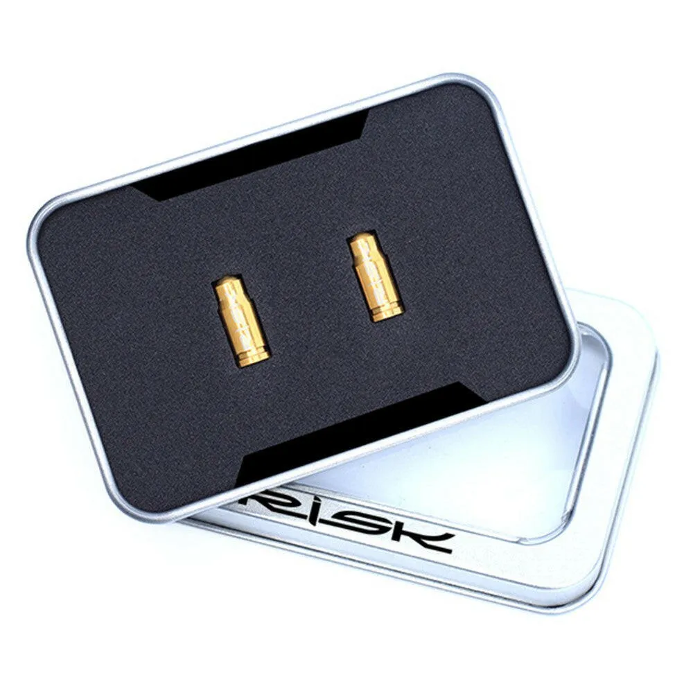 RISK 2PCS Schrader / Presta Valve Caps Ultralight Anodized Machined Titanium Alloy Bicycle Bike Tire Valve Caps Dust Covers