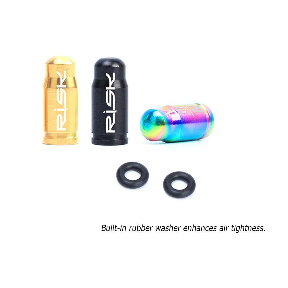 RISK 2PCS Schrader / Presta Valve Caps Ultralight Anodized Machined Titanium Alloy Bicycle Bike Tire Valve Caps Dust Covers