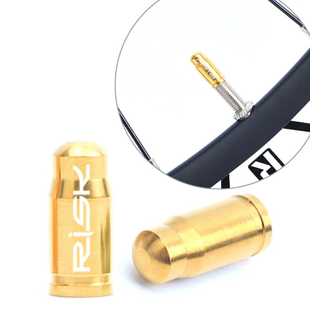RISK 2PCS Schrader / Presta Valve Caps Ultralight Anodized Machined Titanium Alloy Bicycle Bike Tire Valve Caps Dust Covers