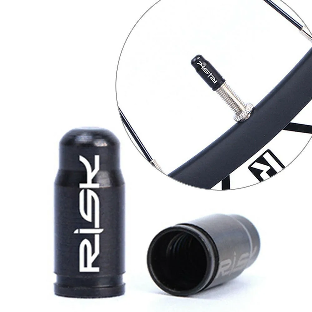 RISK 2PCS Schrader / Presta Valve Caps Ultralight Anodized Machined Titanium Alloy Bicycle Bike Tire Valve Caps Dust Covers