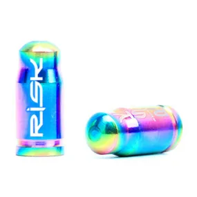 RISK 2PCS Schrader / Presta Valve Caps Ultralight Anodized Machined Titanium Alloy Bicycle Bike Tire Valve Caps Dust Covers