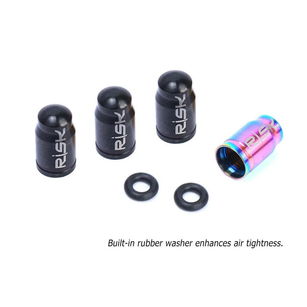 RISK 2PCS Schrader / Presta Valve Caps Ultralight Anodized Machined Titanium Alloy Bicycle Bike Tire Valve Caps Dust Covers
