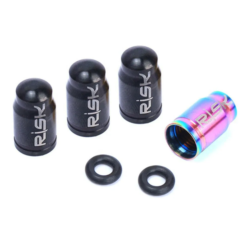 RISK 2PCS Schrader / Presta Valve Caps Ultralight Anodized Machined Titanium Alloy Bicycle Bike Tire Valve Caps Dust Covers
