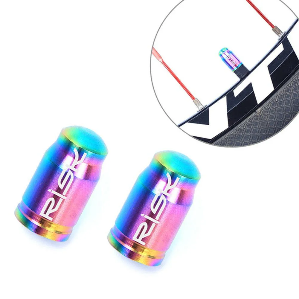 RISK 2PCS Schrader / Presta Valve Caps Ultralight Anodized Machined Titanium Alloy Bicycle Bike Tire Valve Caps Dust Covers