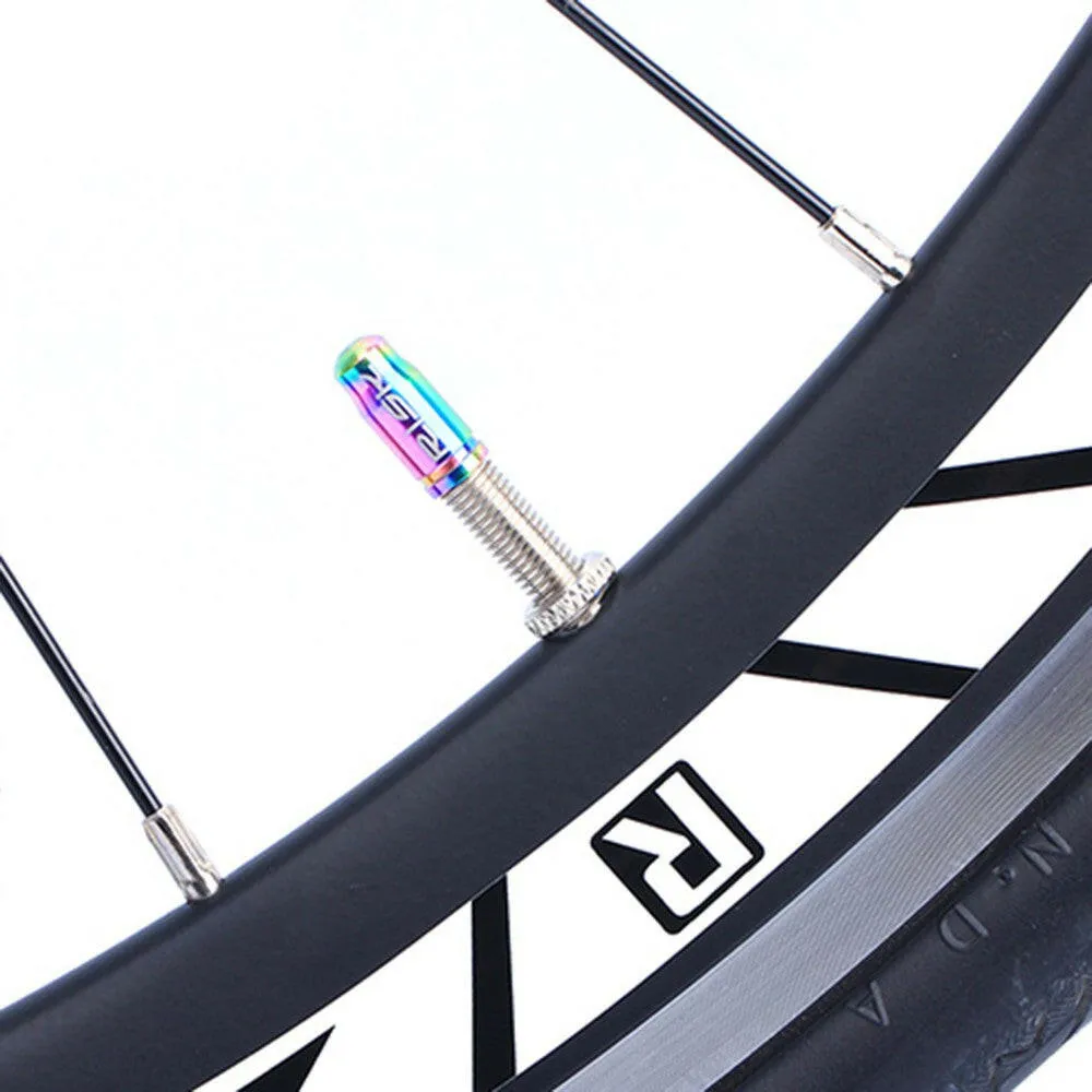 RISK 2PCS Schrader / Presta Valve Caps Ultralight Anodized Machined Titanium Alloy Bicycle Bike Tire Valve Caps Dust Covers