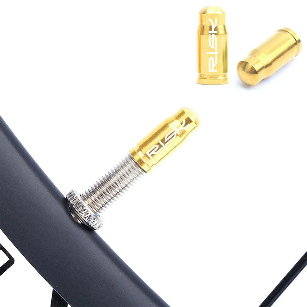 RISK 2PCS Schrader / Presta Valve Caps Ultralight Anodized Machined Titanium Alloy Bicycle Bike Tire Valve Caps Dust Covers