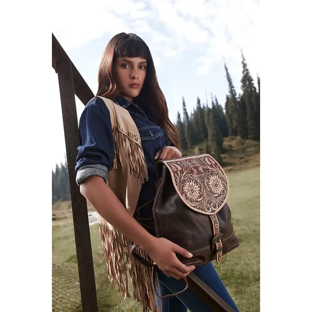 Rolling Plains Hand-Tooled Backpack Bag