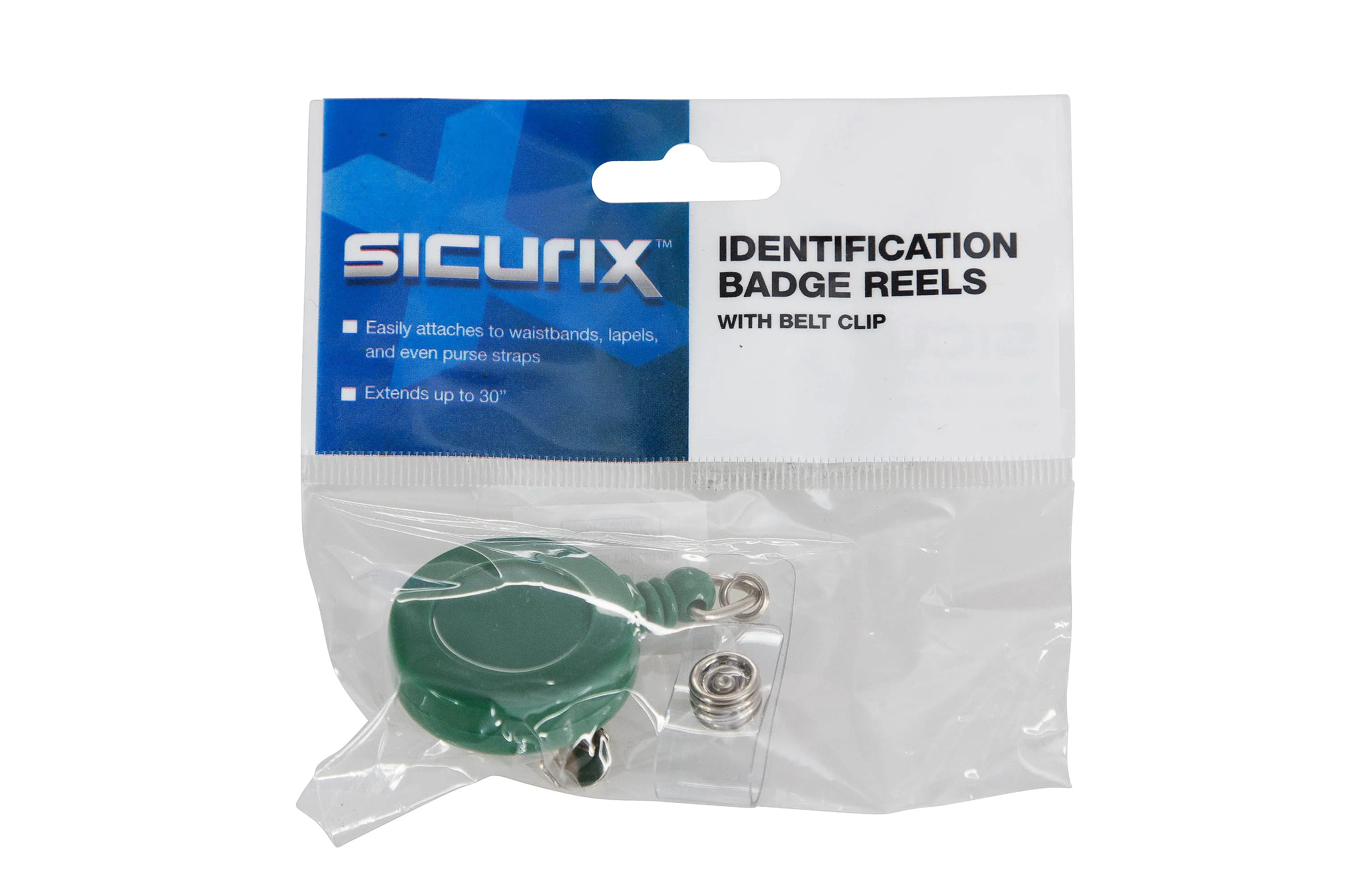 SICURIX Standard ID Badge Reel Round Swivel Spring Clip Strap GREEN (68846)