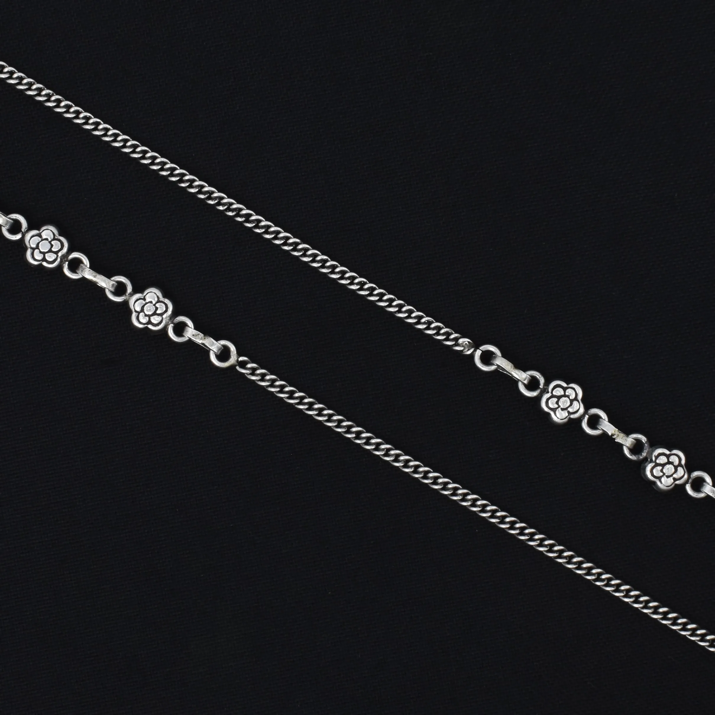 Step into Fresh Style with Our Silver Payal and Its Charming Flower Pattern