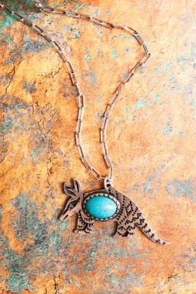TIPI Silvertone and Turquoise Armadillo Necklace