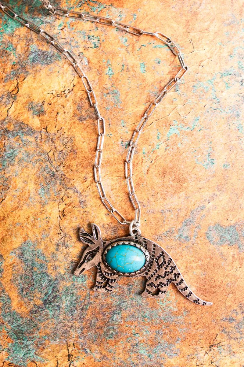 TIPI Silvertone and Turquoise Armadillo Necklace