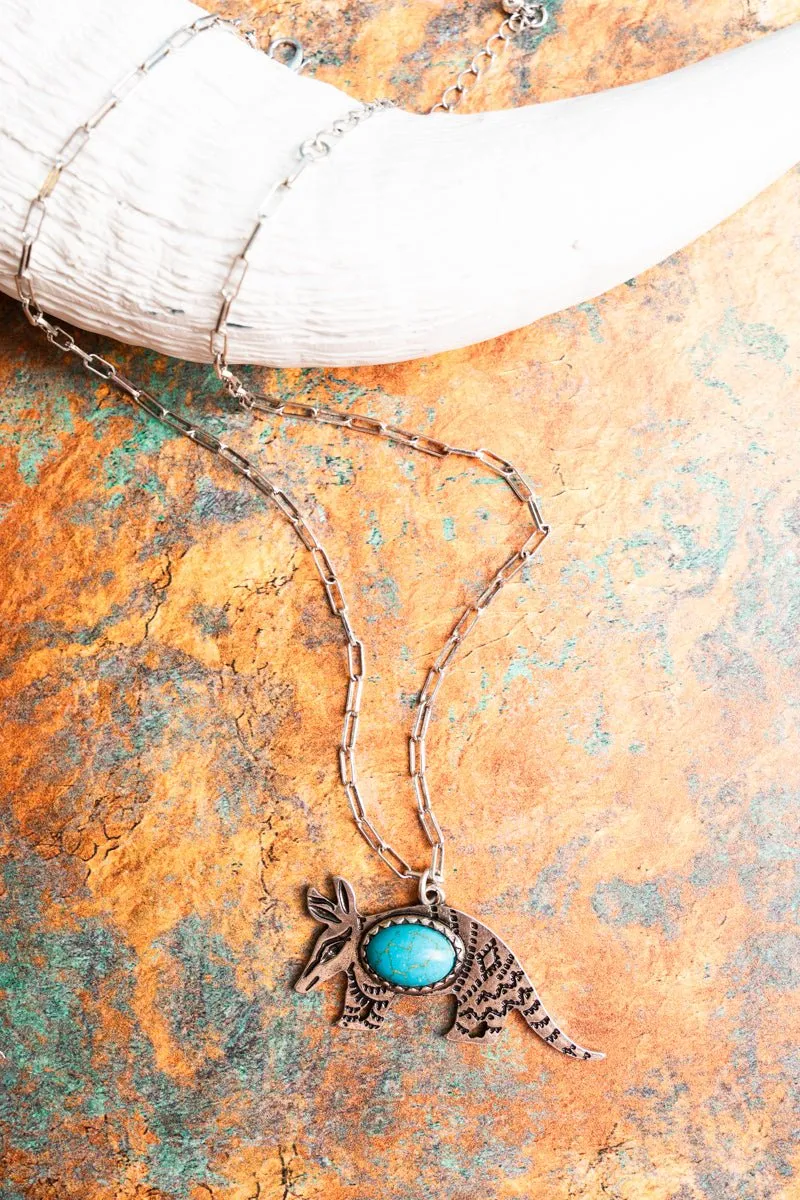 TIPI Silvertone and Turquoise Armadillo Necklace