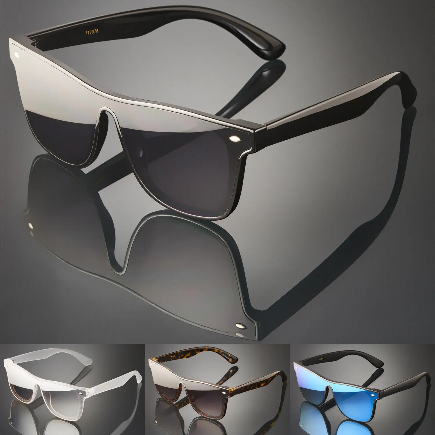 Trendy Cool Mens Womens Retro Sunglasses Fun Square Shield Mirrored Sun Glasses