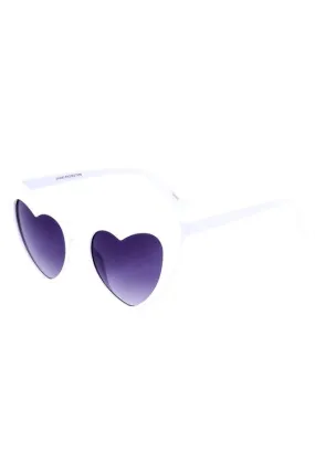 White Angular Heart Cat-Eye Sunglasses