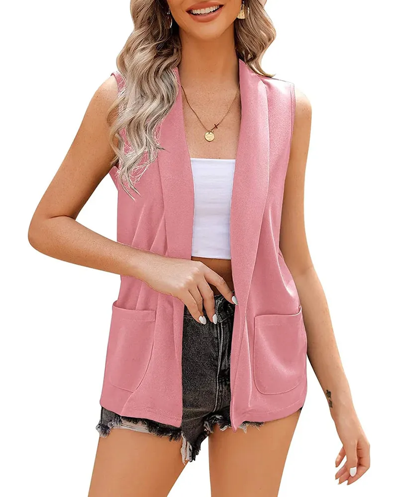 Zeagoo Women's Vest Jacket Casual Sleeveless Blazer Outerwear Cardigan with Pocket S-XXXL (Us Only)