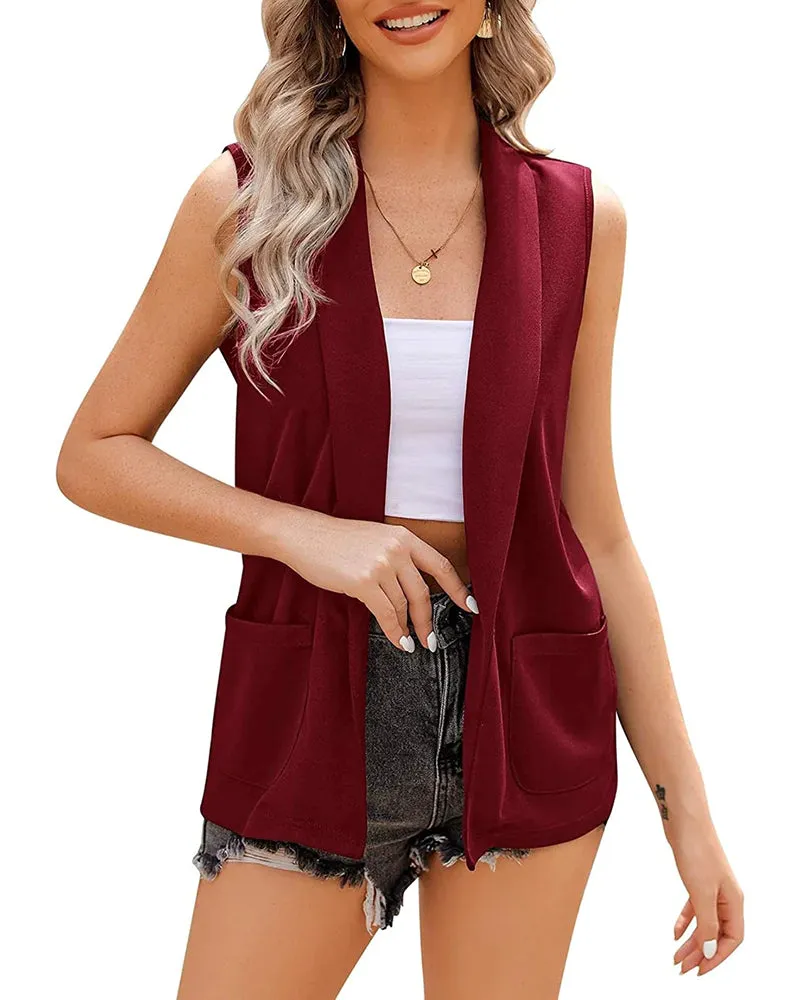 Zeagoo Women's Vest Jacket Casual Sleeveless Blazer Outerwear Cardigan with Pocket S-XXXL (Us Only)