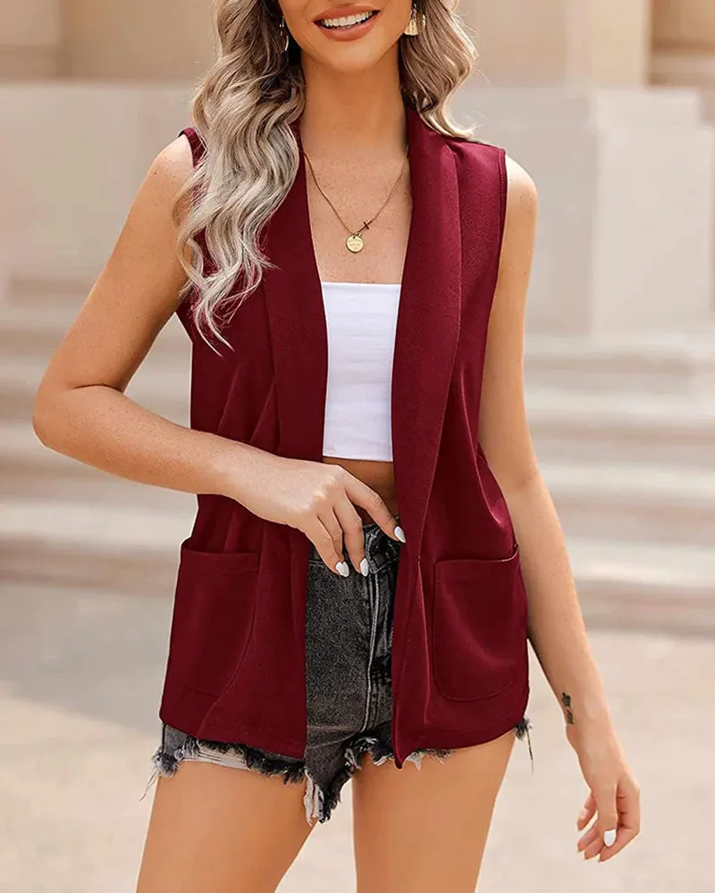 Zeagoo Women's Vest Jacket Casual Sleeveless Blazer Outerwear Cardigan with Pocket S-XXXL (Us Only)